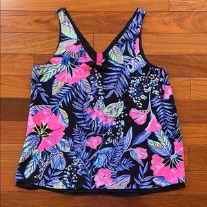 Lilly Pulitzer Floral V-Neck Tank Top reversible!!!